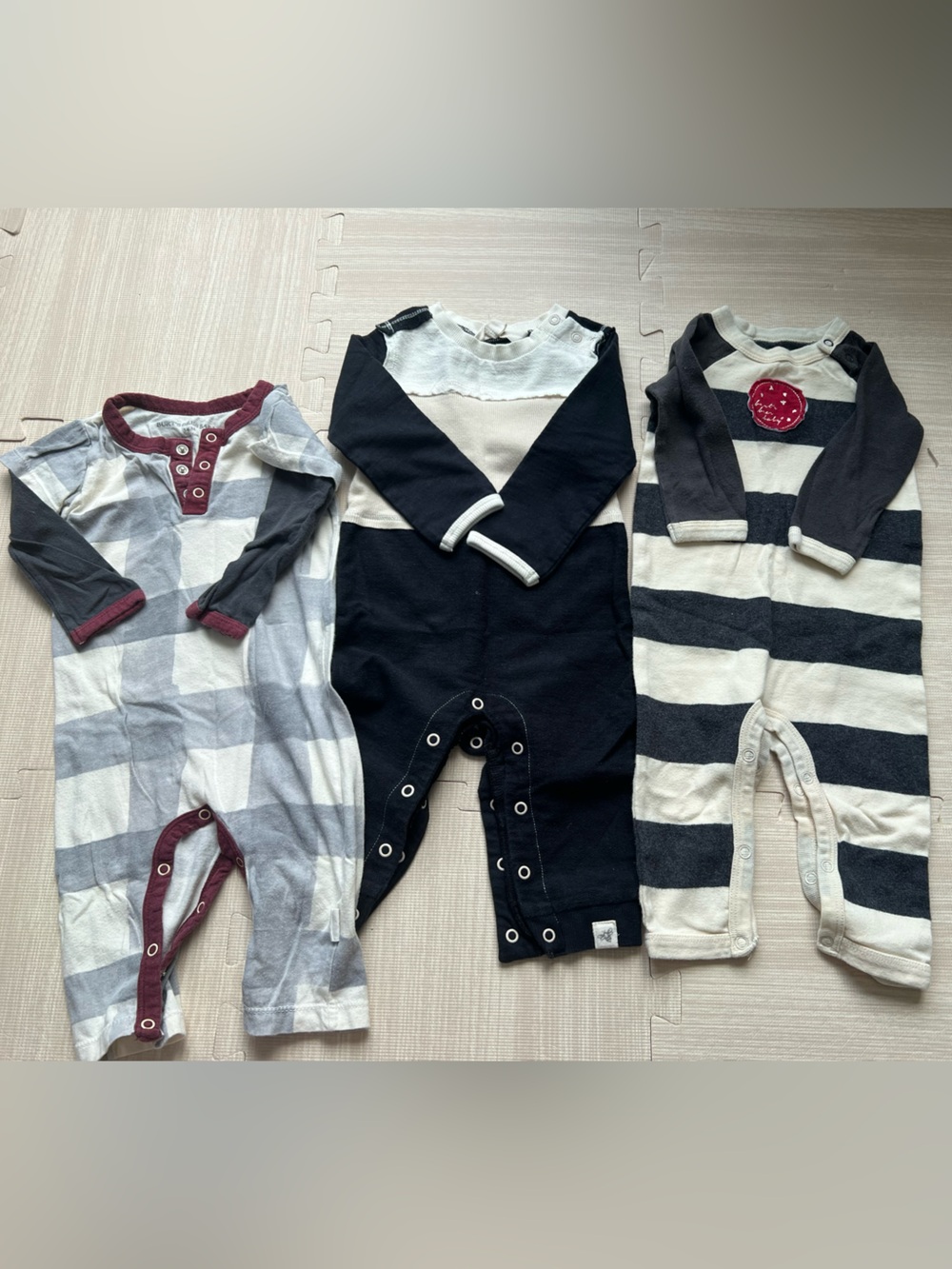 Baby boy organic long sleeve one-piece outfits set of 3 size 3-6 months